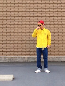 「ベルイエロー」｜「アイテム（ジャケット/アウター）」を使った、☈ ¥ ⍨⃝⇑さん（メンズ・175cm）の春コーディネート