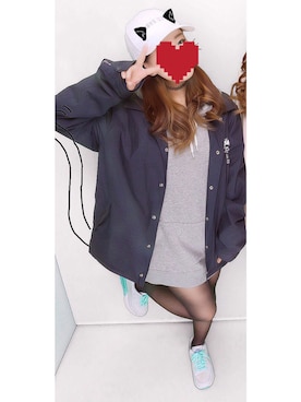 「STUSSY（ステューシー）のアイテム（ナイロンジャケット）」を使った、eriさん（レディース・148cm）の冬コーディネート
