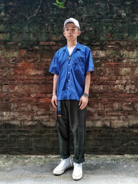 「アイテム（その他シューズ、ホワイト系）」を使った、日翟さん（メンズ・172cm）の夏コーディネート