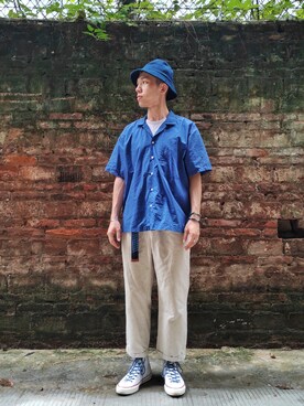 「アイテム（その他シューズ、ホワイト系）」を使った、日翟さん（メンズ・172cm）の夏コーディネート