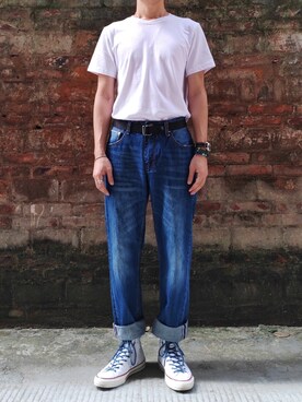 「アイテム（その他シューズ、ホワイト系）」を使った、日翟さん（メンズ・172cm）の秋コーディネート