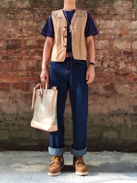 「RED WING（レッドウィング）のアイテム（その他シューズ）」を使った、日翟さん（メンズ・172cm）の秋コーディネート
