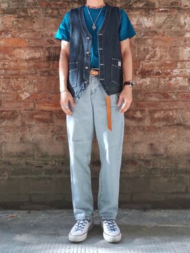 「アイテム（その他シューズ、ホワイト系）」を使った、日翟さん（メンズ・172cm）の秋コーディネート