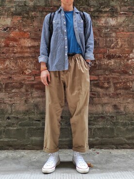 「アイテム（その他シューズ、ホワイト系）」を使った、日翟さん（メンズ・172cm）の秋コーディネート