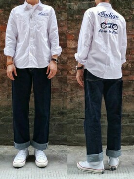 「アイテム（その他シューズ、ホワイト系）」を使った、日翟さん（メンズ・172cm）の秋コーディネート