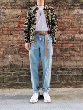 「アイテム（その他シューズ、ホワイト系）」を使った、日翟さん（メンズ・172cm）の秋コーディネート
