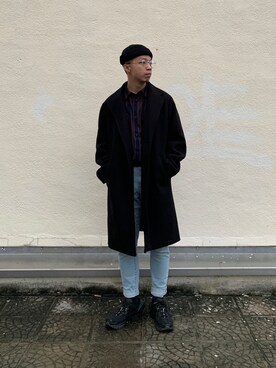 「niko and...（ニコアンド）のアイテム（チェスターコート）」を使った、style_rlltさん（メンズ・172cm）の春コーディネート