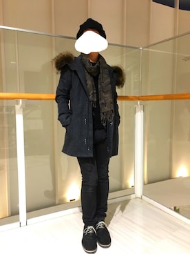 「ISAMU KATAYAMA BACKLASH（イサムカタヤマバックラッシュ）のアイテム（モッズコート）」を使った、イツキさん（メンズ・167cm）の冬コーディネート
