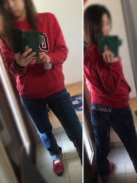 「アイテム（モカシン/デッキシューズ、レッド系）」を使った、sandyさん（レディース・160cm）の春コーディネート