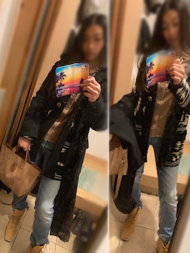 「OZOC（オゾック）のアイテム（チェスターコート）」を使った、sandyさん（レディース・160cm）の冬コーディネート