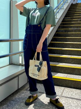 「MILKFED.（ミルクフェド）のアイテム（サロペット/オーバーオール）」を使った、miyuuさん（レディース・160cm）の春コーディネート