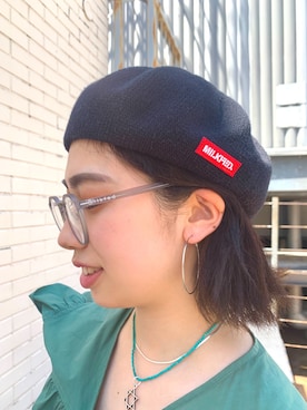 「MILKFED.」｜「アイテム（ハンチング/ベレー帽）」を使った、miyuuさん（レディース・160cm）の夏コーディネート