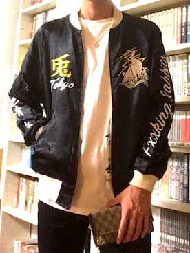 「FR2（エフアールツー）のアイテム（ブルゾン）」を使った、龍山本さん（メンズ・175cm）の秋コーディネート