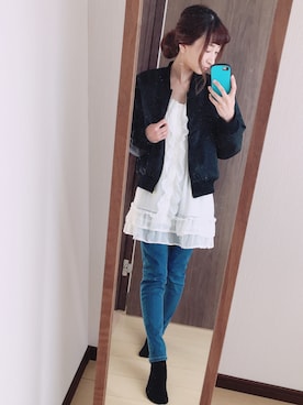 「chocol raffine robe（ショコラフィネローブ）のアイテム（ブルゾン）」を使った、reichelさん（レディース・148cm）の春コーディネート