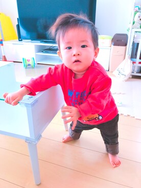「息子」｜「アイテム（スウェット）」を使った、reichelさん（レディース・148cm）の秋コーディネート