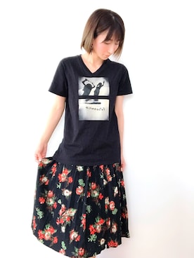「おおぶりピアス」｜「アイテム（スカート）」を使った、reichelさん（レディース・147cm）の夏コーディネート