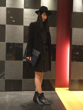 「ディーゼル」｜「アイテム（チェスターコート）」を使った、yu-kiさん（レディース・171cm）の冬コーディネート
