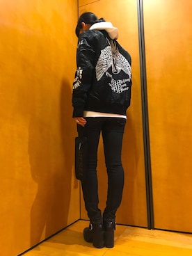 「DIESEL（ディーゼル）のアイテム（ブルゾン）」を使った、yu-kiさん（レディース・171cm）の秋コーディネート