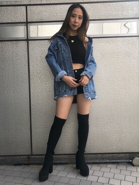 関西コレクション 道端アンジェリカ 難波サキさん ねおさん着用ソックスニーハイブーツを使った人気ファッションコーディネート Wear
