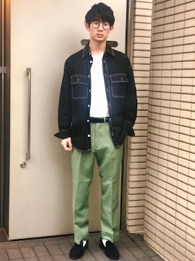 「アイテム（スリッポン）」を使った、SHOさん（メンズ・179cm・20代）の春コーディネート