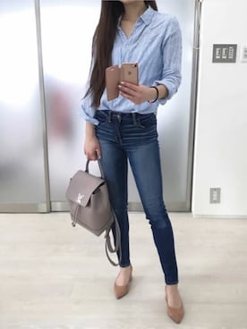 「プレミアムリネンシャツ」｜chika Uさん（レディース・164cm）の夏コーディネート
