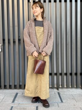 「green label relaxing（グリーンレーベルリラクシング）のSC ハイゲージ テンジク ロングスリーブ Tシャツ / ボーダー（Tシャツ/カットソー）」を使った、momo Kamataさん（レディース・157cm）の秋コーディネート