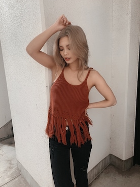 「アイテム（キャミソール）」を使った、m a oさん（レディース・157cm）の夏コーディネート