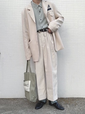 「リドム」｜「アイテム（スラックス）」を使った、ゆーとさん（メンズ・170cm）の春コーディネート