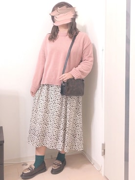 「ハーフムーンバック」｜「アイテム（ブルゾン）」を使った、🐣さん（レディース・155cm）の冬コーディネート