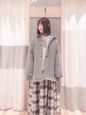 「Samansa Mos2（サマンサ モスモス）のアイテム（ステンカラーコート）」を使った、あやかさん（レディース・153cm）の冬コーディネート