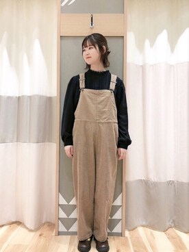 「Samansa Mos2 blue（サマンサモスモスブルー）のアイテム（オールインワン・サロペット）」を使った、あやかさん（レディース・153cm）の秋コーディネート