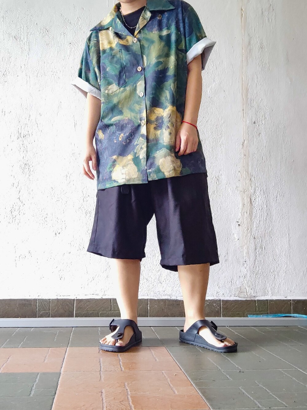 「green」｜「FUNKYFUNのアイテム（カーゴパンツ、ブラック系）」を使った、MEATさん（レディース・141cm）の夏コーディネートの1枚目の写真