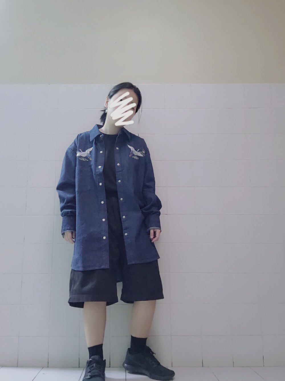 「NIKEのflex contact 2 (AA7409-002)（その他シューズ、ブラック系）」を使った、MEATさん（レディース・141cm）の冬コーディネートの1枚目の写真