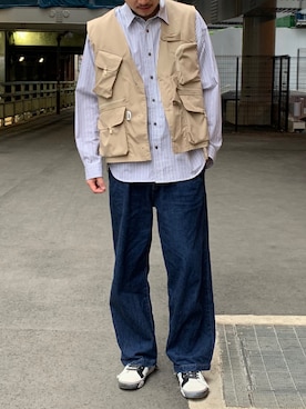 「PUBLIC TOKYO（パブリックトウキョウ）のアイテム（ベスト）」を使った、塚原 寿雄さん（メンズ・181cm）の春コーディネート