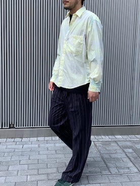 「アイテム（スラックス）」を使った、塚原 寿雄さん（メンズ・181cm・30代）の春コーディネート