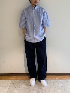 「NIKE（ナイキ）のナイキ エア フォース 1 LOW 07 メンズシューズ / NIKE AIR FORCE 1 '07 (AF1)（スニーカー）」を使った、塚原 寿雄さん（メンズ・181cm）の夏コーディネート