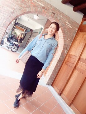 「skirt」｜「アイテム（デニムジャケット）」を使った、Annieさん（レディース・172cm）の春コーディネート