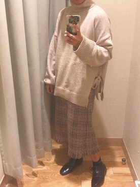 「サイドスリットニット」｜きしゃば さやか ✌︎さん（レディース・150cm）の秋コーディネート