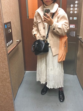 「ワッシャースカート」｜「アイテム（その他アウター）」を使った、きしゃば さやか ✌︎さん（レディース・150cm）の秋コーディネート