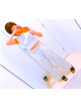 「chico_（チコ）のアイテム（スラックス）」を使った、yuiさん（レディース・161cm）の夏コーディネート