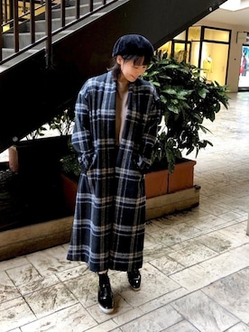 「ガウンコート」｜「アイテム（ステンカラーコート）」を使った、いちえさん（レディース・156cm）の秋コーディネート