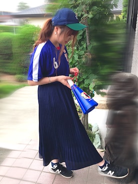 「adidas Originals（アディダスオリジナルス）のオリジナルス タータン 6パネル キャップ [TARTAN 6PANEL]（キャップ、ブルー系）」を使った、kotono⑅︎◡̈︎*さん（レディース・150cm）の夏コーディネート