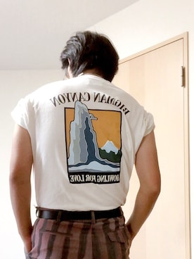 「KOZABROのアイテム（Tシャツ/カットソー、ホワイト系）」を使った、azさん（メンズ）の秋コーディネート