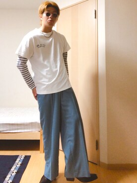 「DAIRIKU（ダイリク）のアイテム（スラックス）」を使った、azさん（メンズ・181cm）の秋コーディネート