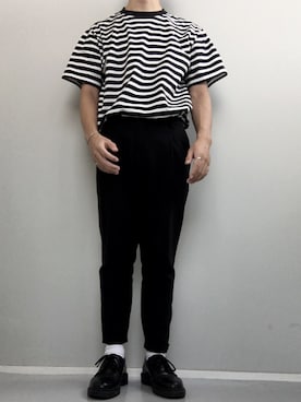 「MUJI」｜「アイテム（スラックス）」を使った、由明さん（メンズ・170cm）の夏コーディネート