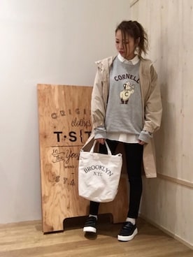 「スキニー」｜「アイテム（モッズコート）」を使った、rem☺︎さん（レディース・165cm）の冬コーディネート