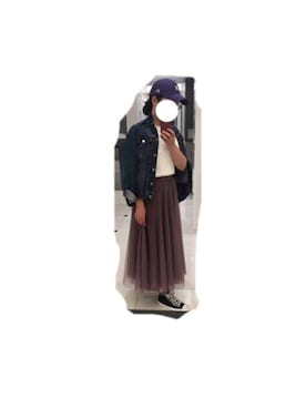 「BEAMS BOY（ビームスボーイ）のNEW ERA / 別注 カレッジ ロゴキャップ（キャップ、パープル系）」を使った、よしさん（レディース・166cm）の夏コーディネート