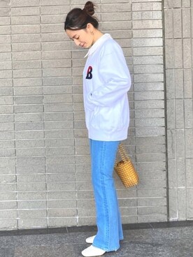 「スエット」｜「アイテム（パンプス）」を使った、SAKIさん（レディース・156cm）の冬コーディネート