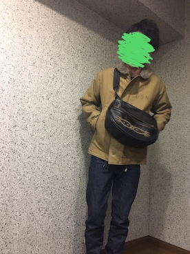 「CUSHMAN（クッシュマン）のアイテム（バッグ）」を使った、ぐで男さん（メンズ・164cm）の秋コーディネート