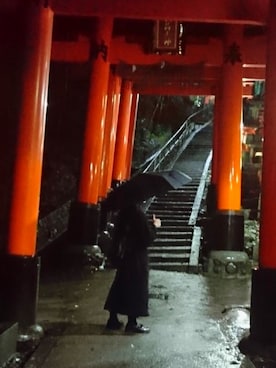 「Yohji Yamamoto POUR HOMME（ヨウジヤマモトプールオム）のアイテム（ジャケット/アウター、ブラック系）」を使った、まとこさん（メンズ・165cm）の秋コーディネート